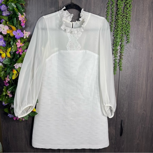 ₽💙2/$40💙NWT Regard Long Sleeve White Collared Dress Size 36/Small - Picture 2 of 16